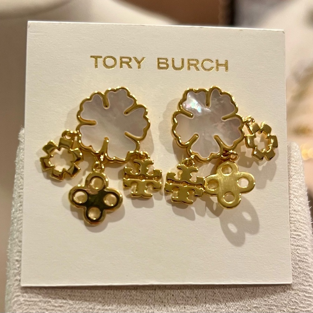 Tory Burch Clover Cluster Chandelier Earrings